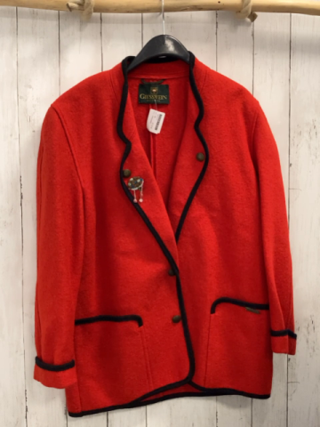 Giesswein  Janker  Gr. 38  rot Walkstoff schwarzer Bund 