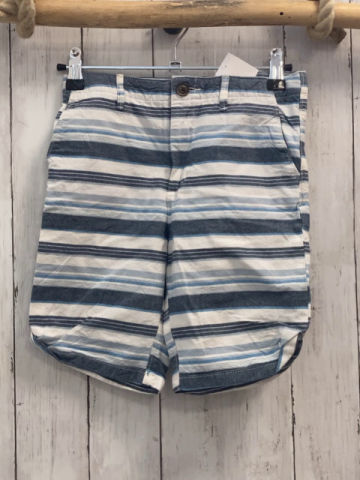 H&M  Shorts  Gr. 134/140  grau hellgrau hellblau weiße Streifen  Bund verstellbar 