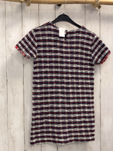 Zara  Kleid  Gr. 122  blau weiß rote Streifen Fransensaum 