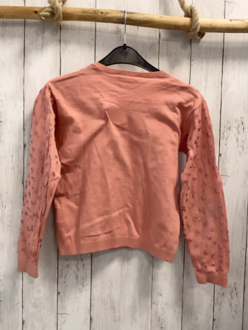 H&M Pullover  Gr. 134/140  lachs rosa Glitzerdruck Strick 