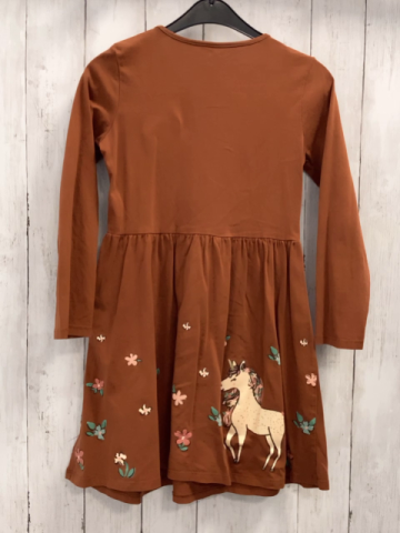   Kleid  Gr. 134  braun glänzendes Einhorn Blummen 