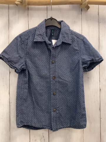 Benetton Sommerhemd  Gr. 116  blau weißer Punktdruck