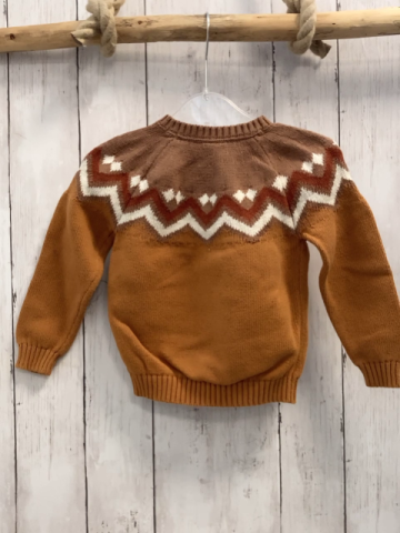 Alana  Pullover  Gr. 92  ocker hellbraun + weiß ost Zackenstreifen Strick