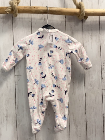 dymples Schlafanzug Gr. 56  weiß pink Quadrate blaue Blumen