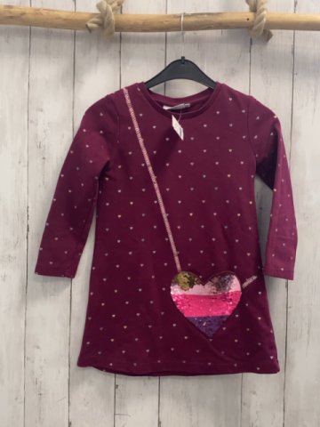 Happy Girls  Kleid  Gr. 116  aubergine bunte Herzen Pailettentasche in Deutschlandfarben 