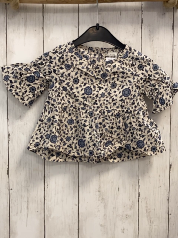 GAP  Sommerbluse  Gr. 74  beige blaue Blumen 