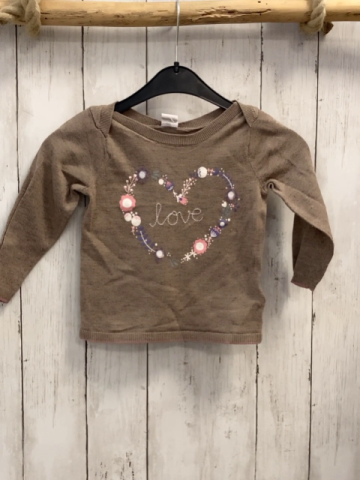H&M  Pullover  Gr. 80  sand Feinstrick Herz aus Bluen 