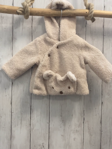 zara  Teddyjacke  Gr. 62  beige Kapuze Bär 