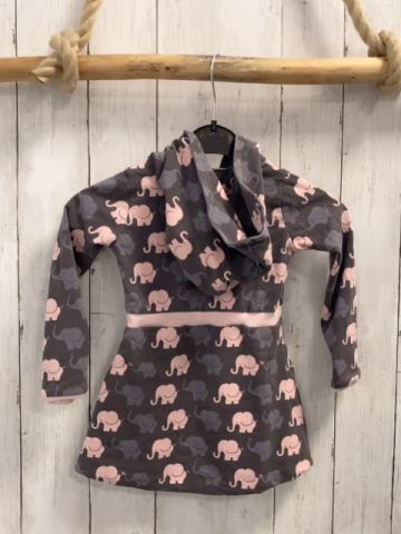   Kleid  Gr. 80  grau Kapuze bunte Elefanten 