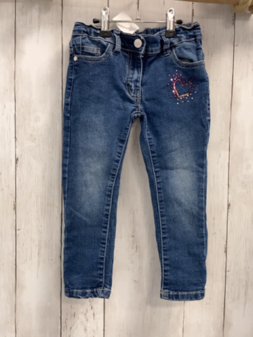  Hose  Gr. 98  blau Jeans Pailetteherz Bund verstellbar 