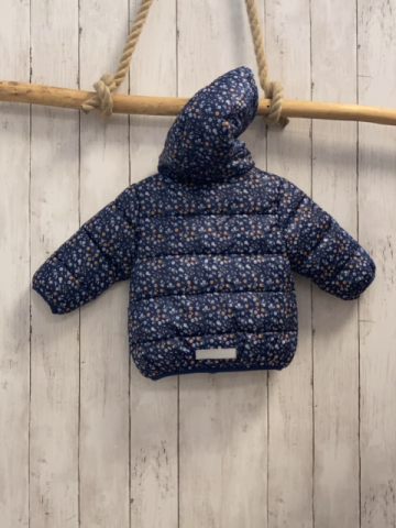 Blue Seven  Winterjacke  Gr. 74  blau Blumen Kapuze 