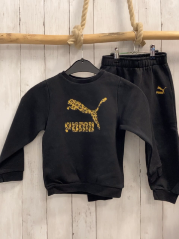 2tlg Pum Jogginganzug  Gr. 104  schwarz Schrift + Puma  mit leoprint 