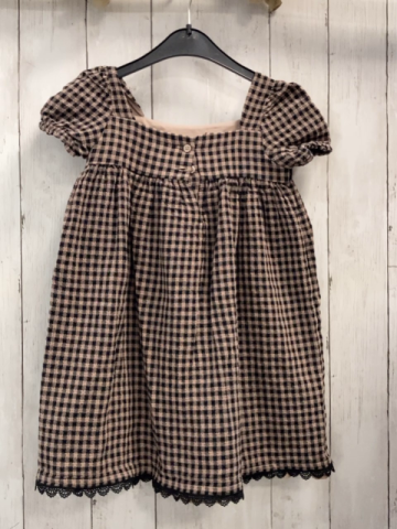 Jipie  Kleid  Gr. 104  beige schwarz kariert Strutur schwarze Borte 