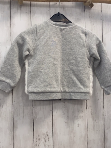  Sweatjacke Gr. 92  grau + weiß Kunstfell