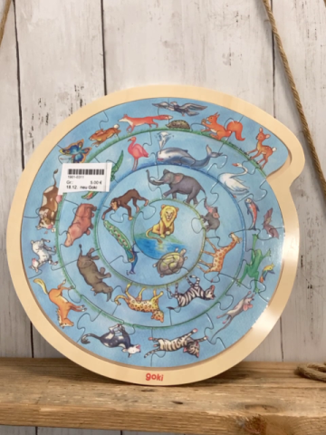 neu Goki  Holzspielzeug  Puzzle Scheibe Tiere 