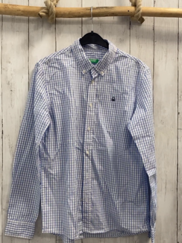 Benetton  Hemd  Gr. 158  weiß hellblau kariert 