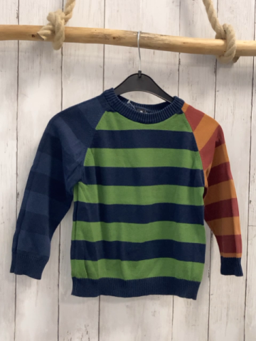 danefae Pullover Gr. 104  blau grün rost rot gestreift Strick
