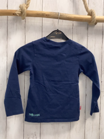 Trollkids Langarmshirt Gr. 116  blau türkis Logo