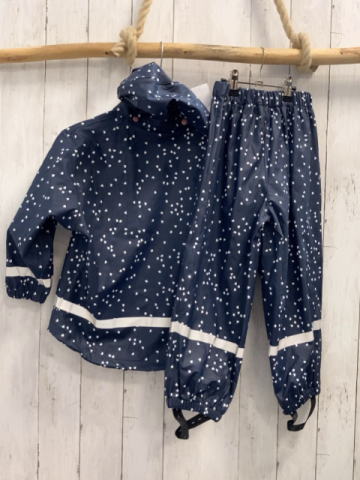 2tlg danefae Regenanzug Gr. 110  blau weiße Herzen
