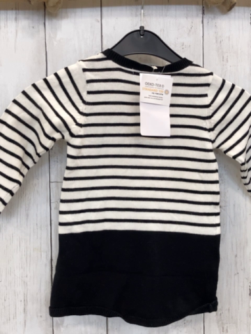 neu Vertbaudet  Kleid  Gr. 80  weiß schwarz gestreiftes Oberteil schwarzer Rock Strick 