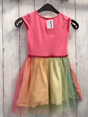H&M  Kleid  Gr. 110  pink Oberteil mit Schmetterlingen bunter Tüllüberrock 