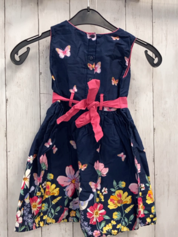 Happy Girls  Kleid  Gr. 110  blau pink Gürtelband Schmetterlinge Blumen 