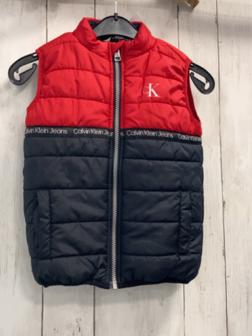 Calvin Klein Jeans  Weste  Gr. 110  rot schwarz Schrift silber Reißverschluss 