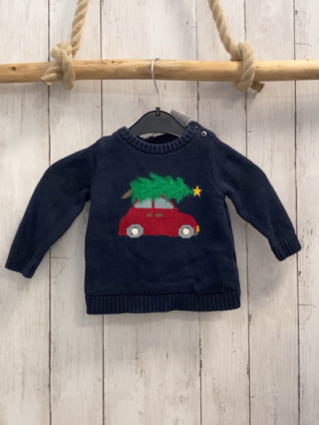 Name it  Pullover  Gr. 74  blau Strick rotes Auto mit Tannenbaum 