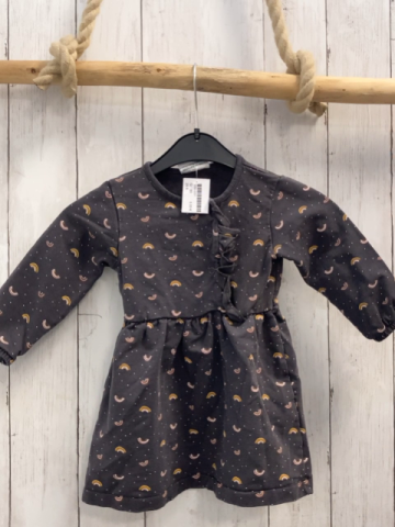   Kleid  Gr. 80  grau bunte Bögen weiße Punkte Rüschen 