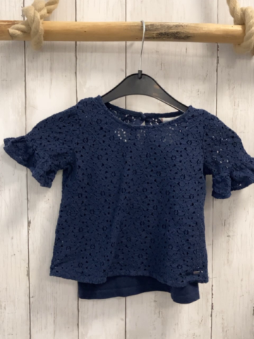 Tommy Hilfiger  Sommerbluse  Gr. 104  blau Blumenstickerei 