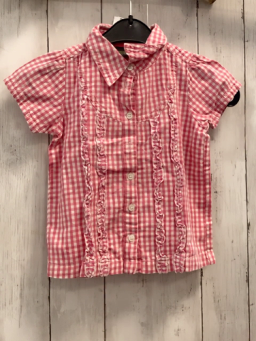   Sommerbluse  Gr. 104  pink weiß kariert Rüschen 