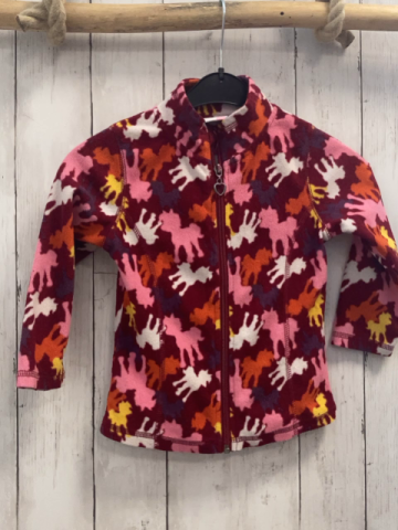   Fleecejacke  Gr. 104  rot bunte Pferde 