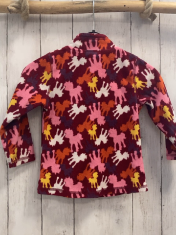   Fleecejacke  Gr. 104  rot bunte Pferde 
