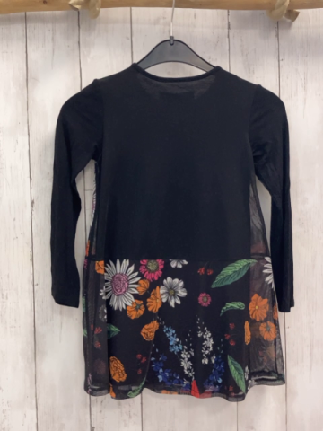 Desigual  Kleid  Gr. 98  schwarz Netzüberkleid mit bunten Blumen 