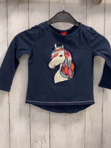 S´Oliver  Langarmshirt  Gr. 92  blau Pferdekopf mit Pailetten