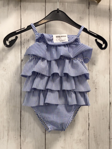 Mini Boden  Badeanzug  Gr. 86  hellblau weiße Streifen Rüschen 