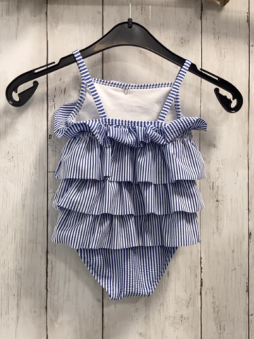 Mini Boden  Badeanzug  Gr. 86  hellblau weiße Streifen Rüschen 