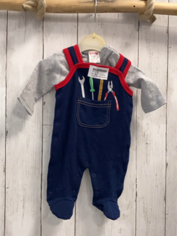 neu 2tlg Schnitzler  Strampler + Langarmshirt  Gr. 50  blau roter Bund + grau 