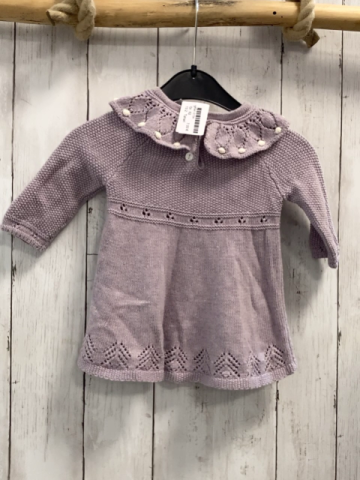 Tahari  Kleid  Gr. 62  lavendel Strick großer Kragen mit Lochmuster weiße Noppn 