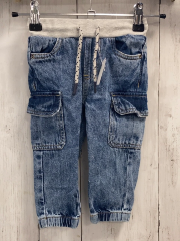  Hose Gr. 80  blau Jeans hellgrauer Bund mit Kordel 