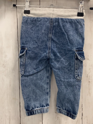  Hose Gr. 80  blau Jeans hellgrauer Bund mit Kordel 