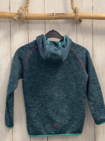 Regatta  Strickjacke  Gr. 116  petrol grau meliert pink Nähte Schrift Kapuze 