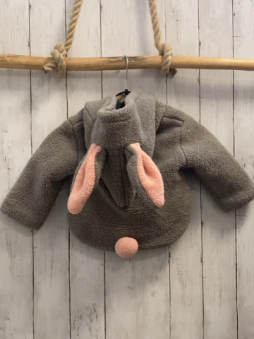   Teddyjacke  Gr. 92  hellgrau Kapuze mit Hasenohren 