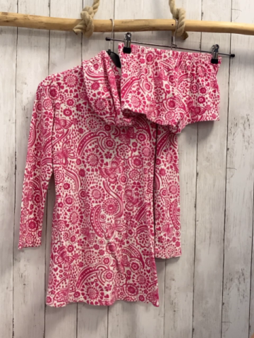 2tlg Monsoon  Kleid + Shorts  Gr. 140  weiß pink Druck Frottee Kapuze 