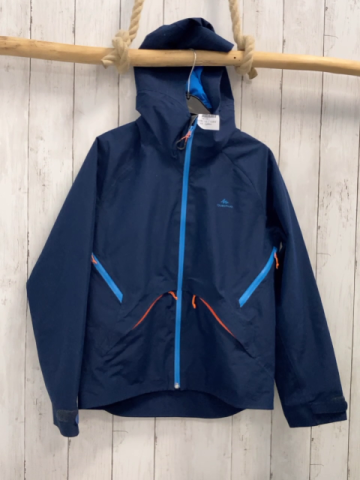 Decathlon  Jacke  Gr. 152  blau Kapuze hellblau orange Reißverschlüsse 