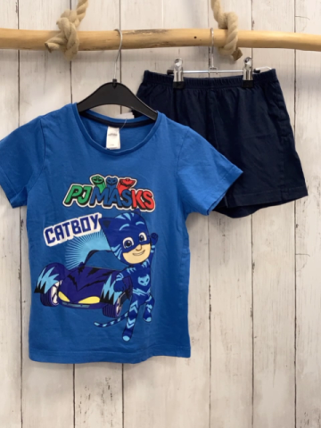 2ltg  T-Shirt + Shorts  Gr. 116  blau dunkelblau PJ Masks 