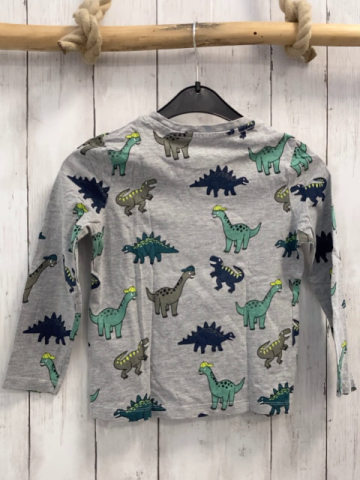   Langarmshirt  Gr. 116  grau bunte Dinos 