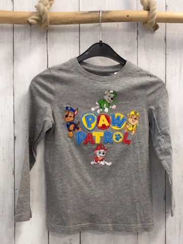 Nickelodeon  Langarmshirt  Gr. 122  grau Paw Patrol bunte Schrift + Hunde 
