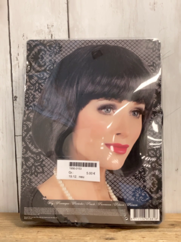 neu  Karnevalzubehör  schwarze Perücke 