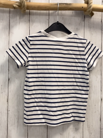 H&M T-Shirt  Gr. 104  weiß blaue Streifen rote Schrift 